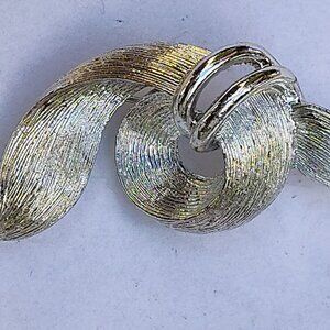 Lisner Midcentury modern signed unique silver toxed brooch